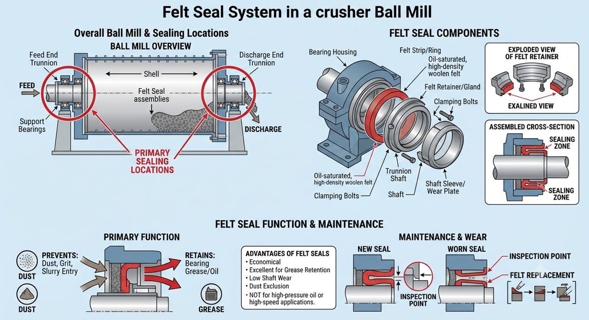 Crusher felt seal